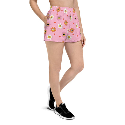 FLORAL CARTOONS - WOMEN'S RECYCLED ATHLETIC SHORTS