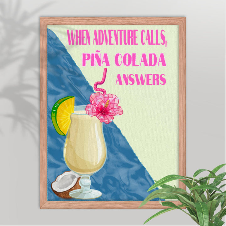 Piña Colada Wall Art in oak frame