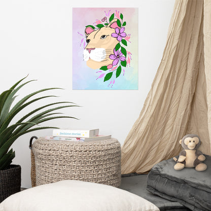 Floral Lioness - Wall Art