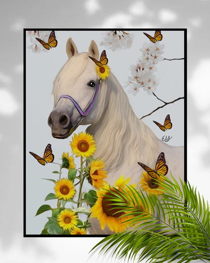 SUNFLOWER HORSE - WALL ART
